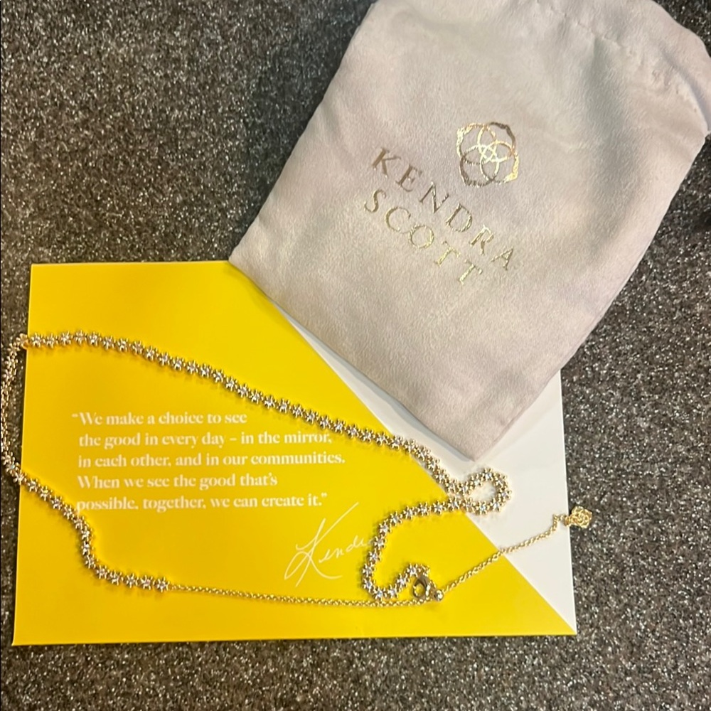 Kendra Scott Gold Nydia Necklace with White  Crystals